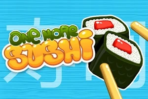 Színes felirat sushidarabokkal világoskék háttér előtt, fa evőpálcikákkal
