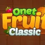 Színes, gyümölcsökkel díszített felirat barna háttéren, amelyen a Onet Fruit Classic szöveg olvasható