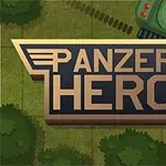 A Panzer Hero felirat egy zöld tankkal egy növényzettel borított háttér előtt