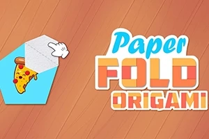 Egy kéz egy papír borítékot hajtogat, benne pizzával, mellette a Paper Fold Origami felirat