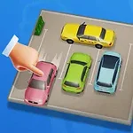 Három autó egy parkolóban, mellette egy kéz mutat egy rózsaszín autóra