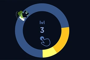 Kék és sárga színű kördiagram egy kis figurával és szöveggel, amely a 3
