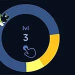 Kék és sárga színű kördiagram egy kis figurával és szöveggel, amely a 3