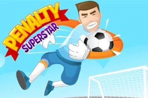 Rajzolt kapus narancssárga kesztyűben, amint elkap egy futball-labdát a kapu előtt, háttérben kék ég