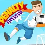 Rajzolt kapus narancssárga kesztyűben, amint elkap egy futball-labdát a kapu előtt, háttérben kék ég