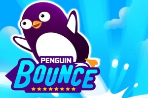 Egy vidám, rajzfilmszerű pingvin repül a kék ég előtt, alatta pedig a Penguin Bounce felirat látható