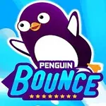 Egy vidám, rajzfilmszerű pingvin repül a kék ég előtt, alatta pedig a Penguin Bounce felirat látható