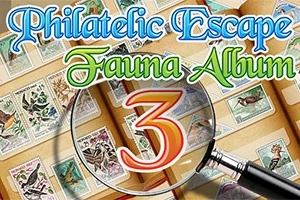 Bélyegalbum faunás bélyegekkel és egy nagyítóval