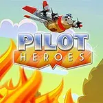 Repülőgép látható a levegőben, alatta lángok és Pilot Heroes felirat