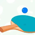 Kék pingpongütő és egy kék pingponglabda lebeg egy világos háttér előtt, ahol halvány pingpongütő minták láthatók