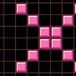Rácsos alapon elrendezett rózsaszín kockaalakzatok geometriai mintát formálnak