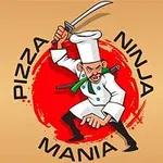 Egy rajzolt séf nindzsa ruhában karddal pózol, körülötte a Pizza Ninja Mania szöveg látható