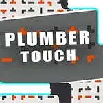 Színes csövek formáznak labirintust fekete alapon, középen Plumber Touch felirat