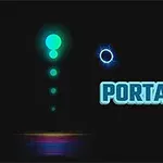 Egy sötét háttéren világító kék gömbök sorozata, mellettük a PORTAL felirat látható