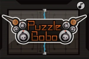 A képen egy sötét háttér előtt egy stilizált logó látható, amelynek középpontjában koponyamintás körök és Puzzle Bobo felirat található