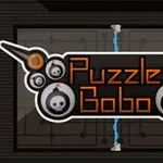 A képen egy sötét háttér előtt egy stilizált logó látható, amelynek középpontjában koponyamintás körök és Puzzle Bobo felirat található