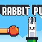 Két, piros és kék kesztyűs ököl között egy pixelgrafikás nyúlfej látható kék háttér előtt, felette Rabbit Punch felirat