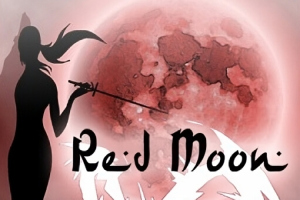 Egy sötét sziluett kardot tart, háttérben vöröses hold, alul pedig a Red Moon felirat
