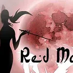 Egy sötét sziluett kardot tart, háttérben vöröses hold, alul pedig a Red Moon felirat