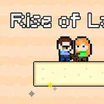 Két pixeles figura áll egy sárga platformon, felettük a Rise of Lava felirat