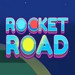 Színes rakéta alakú tárgy egy kanyargós úton, csillagos háttérrel és a Rocket Road felirattal