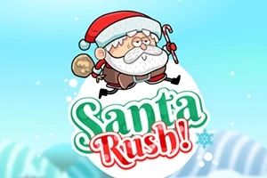 Egy rajzolt Mikulás képe, aki a hóban fut, miközben a Santa Rush!