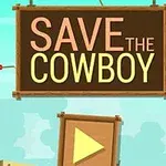 Egy rajzfilmszerű jelenet, ahol egy cowboy lóg a kötélen, mellette egy nagy tábla SAVE THE COWBOY felirattal, és egy lejátszás gomb