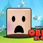 Szomorú arcot ábrázoló kocka rajzfilmstílusban, körülötte repkedő méhekkel és SAVE THE OBBY BLOX felirattal