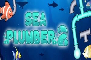 Rajzfilmhalak úszkálnak csövek között, kék háttérrel, középen nagy betűkkel a Sea Plumber 2 felirat