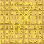 Sárga hátterű, négyzetrácsos elrendezés, tele betűkkel, melyeken keresztirányban sárga vonalak futnak át