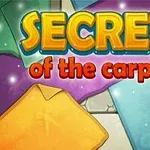 Színes, egymásra helyezett szőnyegek illusztrációja, melyek fölött a „Secrets of the carpets” felirat látható