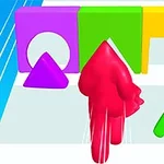 Piros figura fut egy akadálypályán különböző színes és formájú akadályok között