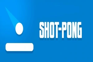 Kék háttér előtt egy fehér labda és ütő rajza látható, mellette a Shot-Pong felirat