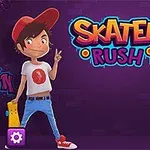 Két rajzfilmszerű gyerek figura színes ruhában, hátrafelé fordított sapkában, mosolyogva, peace jelet mutatva áll, mögöttük egy színes felirat látható