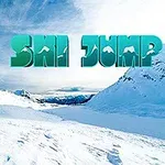 Ski Jump Havas hegycsúcsok háttérben és Ski Jump felirat, mellette egy síugró ikon