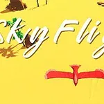 Egy sárga háttér előtt egy piros madár tárul elénk, fölötte fehér betűkkel a „Sky Flight” felirat látható