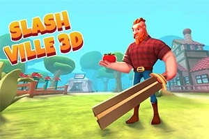 Rajzolt, izmos férfi kockás ingben és farmerban nagy kardot tart, miközben egy almát néz, háttérben vidékies táj és ház látható