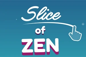 Kék háttéren fehér Slice of Zen felirat egy mutató ujjal
