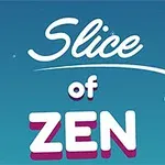 Kék háttéren fehér Slice of Zen felirat egy mutató ujjal