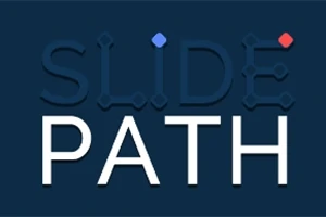 Sötétkék háttéren a SLIDE PATH felirat fehér és kék betűkkel, kék és piros pontokkal
