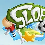 Rajzolt, élénk színekkel megjelenített logó, mely tartalmaz egy focilabdát, egy zászlót, egy sárga csillagot és a Slope feliratot