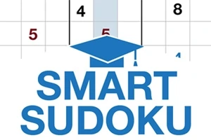 A képen egy sudoku rács részlete látható számokkal, felette egy kék diplomás sapka ikon és a SMART SUDOKU felirat
