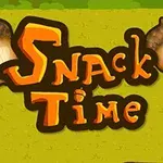 A képen a Snack Time felirat látható rajzolt makk motívumokkal körülvéve