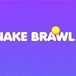 A képen egy lila háttér látható, közepén fehér SNAKE BRAWL felirattal, körülötte sárga gömbökkel
