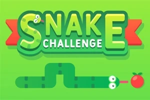 Zöld kígyó illusztráció piros almával egy Snake Challenge felirat alatt