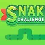 Zöld kígyó illusztráció piros almával egy Snake Challenge felirat alatt