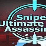 Célkereszt alakú logó, középen a Sniper Ultimate Assassin 2 felirattal