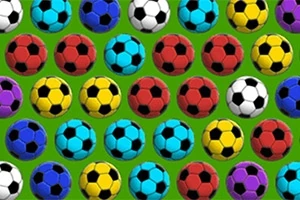 Színes futball-labdák mintája zöld háttéren, különféle élénk színekben, mint kék, piros, sárga, fekete, fehér és lila