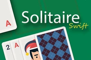 Zöld háttér előtt játékkártyák láthatók, közöttük egy piros ász és egy kettes, valamint a Solitaire Swift felirat