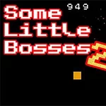 Fekete háttér előtt piros és fehér pixeles szöveg, valamint egy narancssárga négyzet és egy piros pixelperc robbanás
